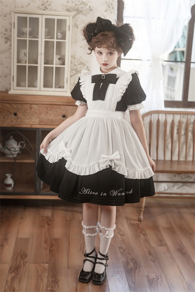 Alice in Wonderland Black Maid Dress with White Apron