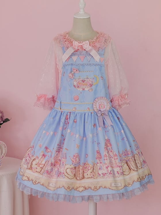 Fondant Carnival Bowknot Details Ruffle Hem Overalls