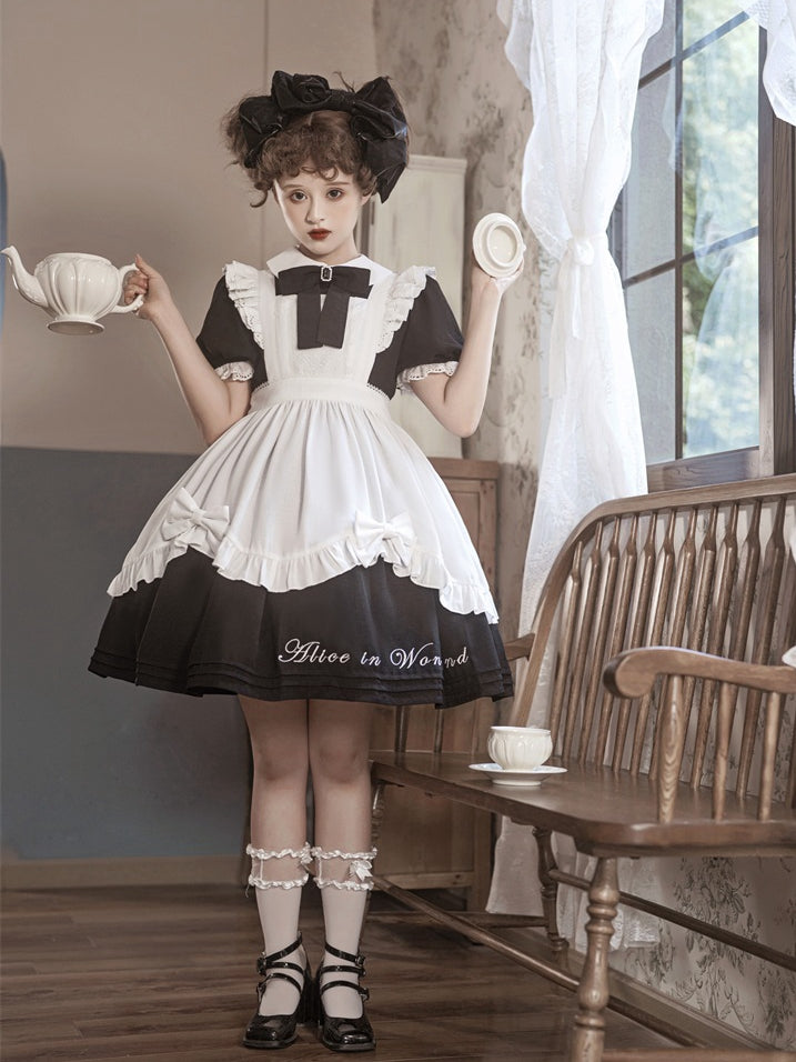 Alice in Wonderland Black Maid Dress with White Apron