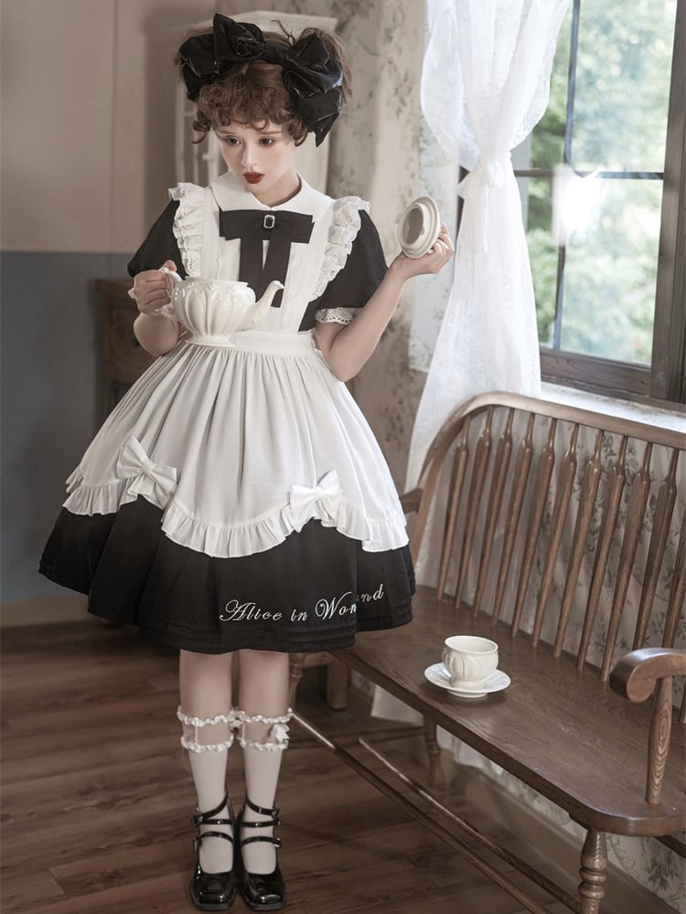 Alice in Wonderland Black Maid Dress with White Apron