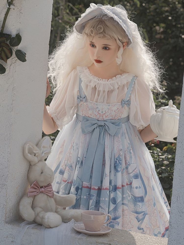 Alice Tea Party Empire Waist Blue Jumper Skirt Sweet Alice Dress