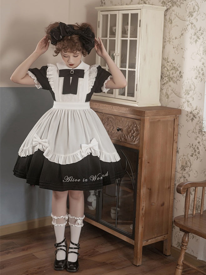 Alice in Wonderland Black Maid Dress with White Apron