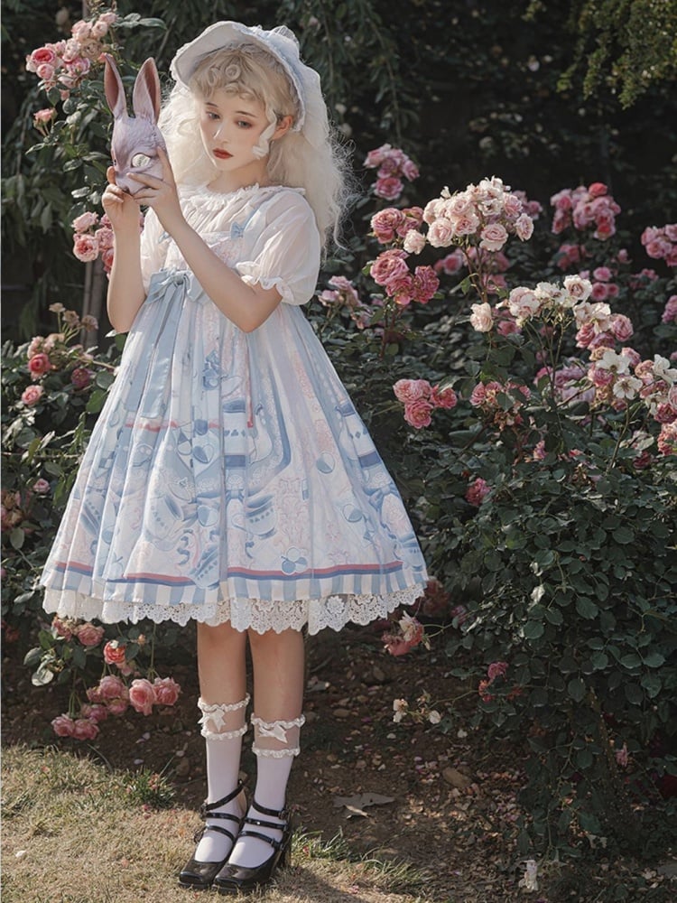 Alice Tea Party Empire Waist Blue Jumper Skirt Sweet Alice Dress