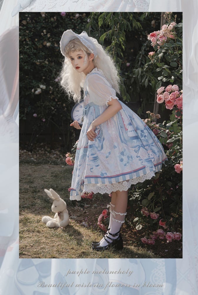 Alice Tea Party Empire Waist Blue Jumper Skirt Sweet Alice Dress