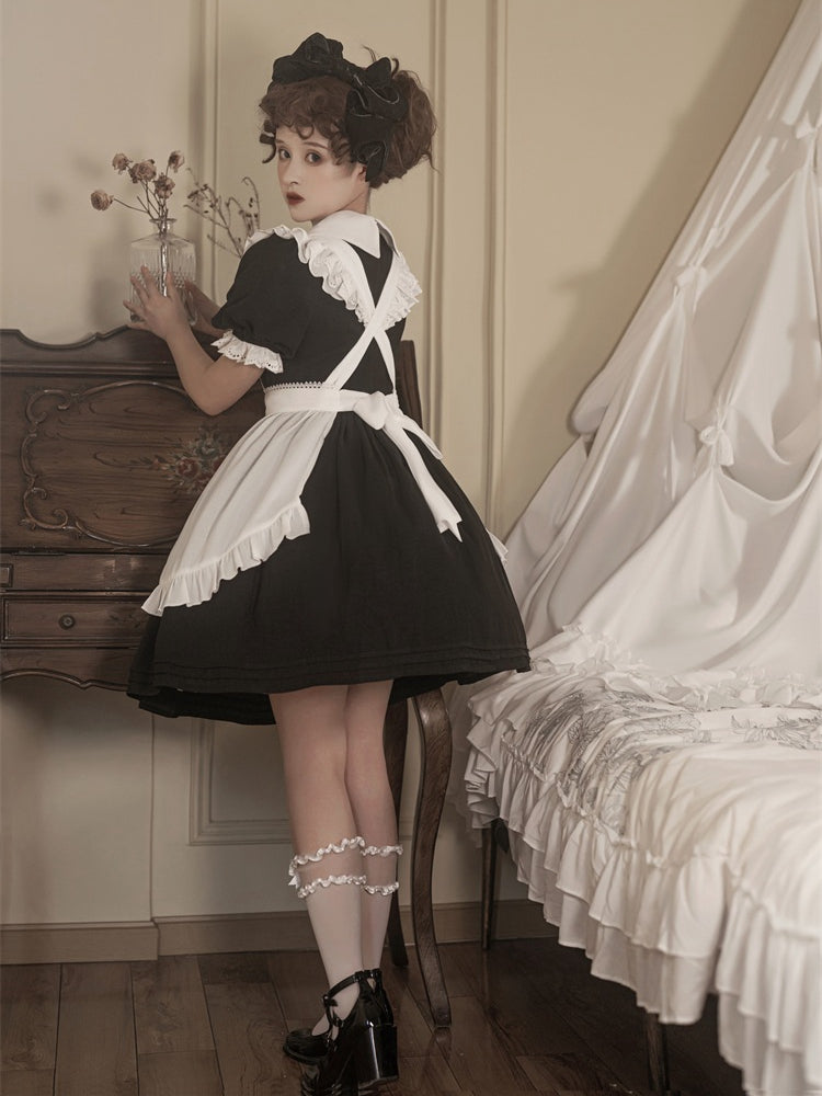 Alice in Wonderland Black Maid Dress with White Apron