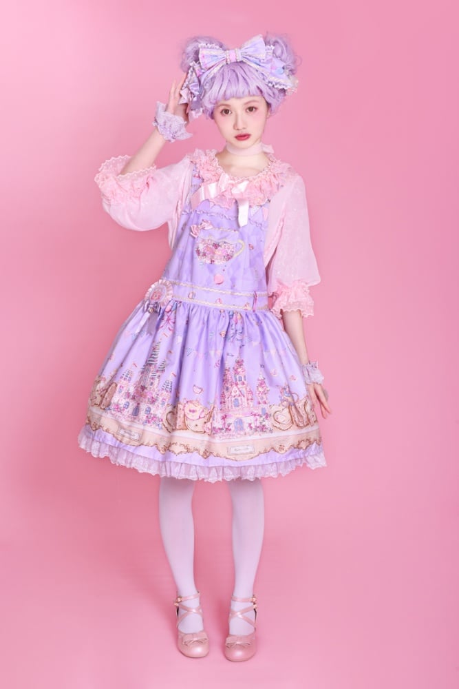 Fondant Carnival Bowknot Details Ruffle Hem Overalls