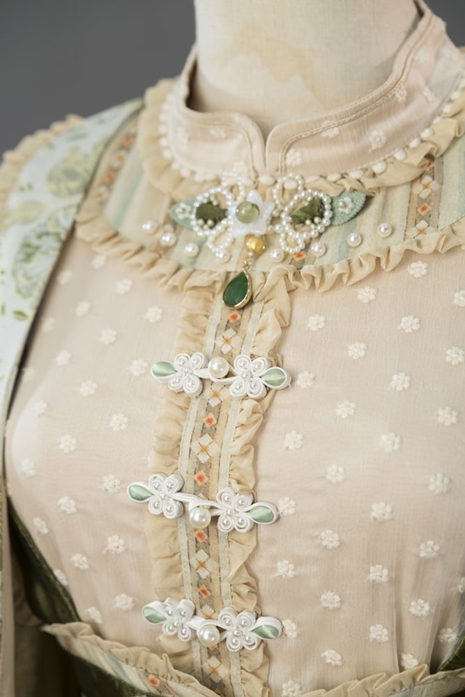 Beige and Green Long Sleeves Lolita Dress OP / Full Set