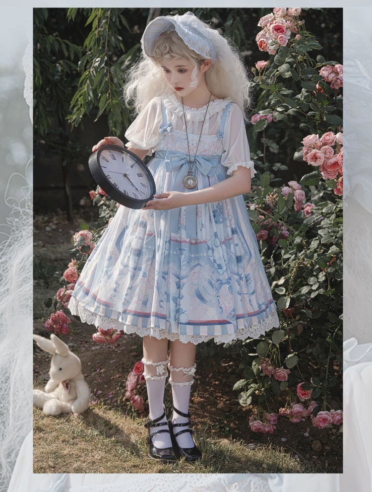 Alice Tea Party Empire Waist Blue Jumper Skirt Sweet Alice Dress