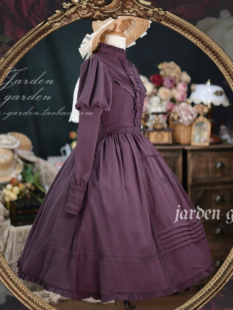 Dark Purple Long Sleeves One Piece Elegant Dress