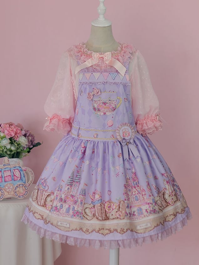 Fondant Carnival Bowknot Details Ruffle Hem Overalls