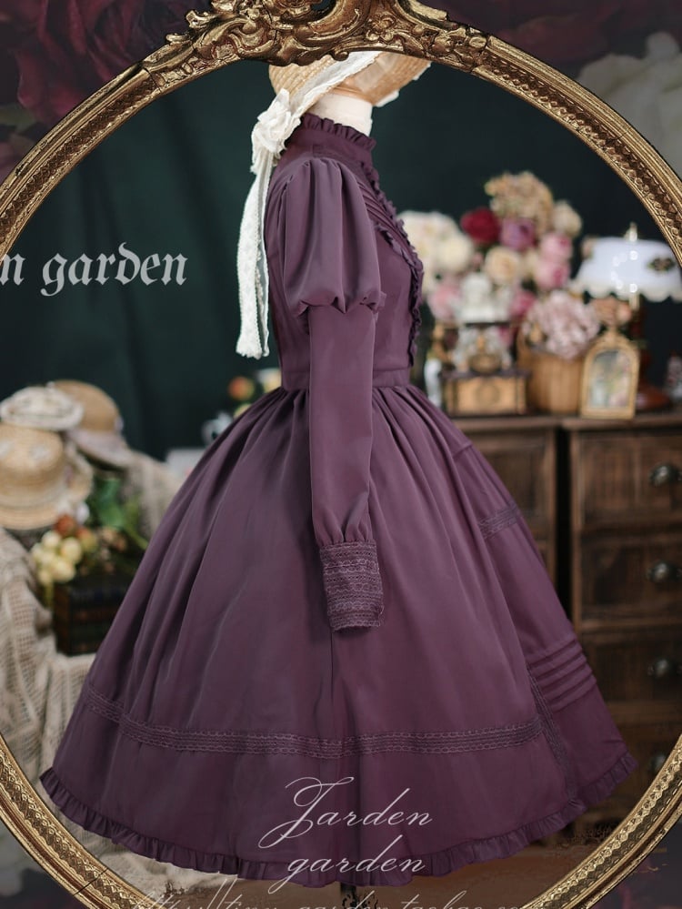 Dark Purple Long Sleeves One Piece Elegant Dress