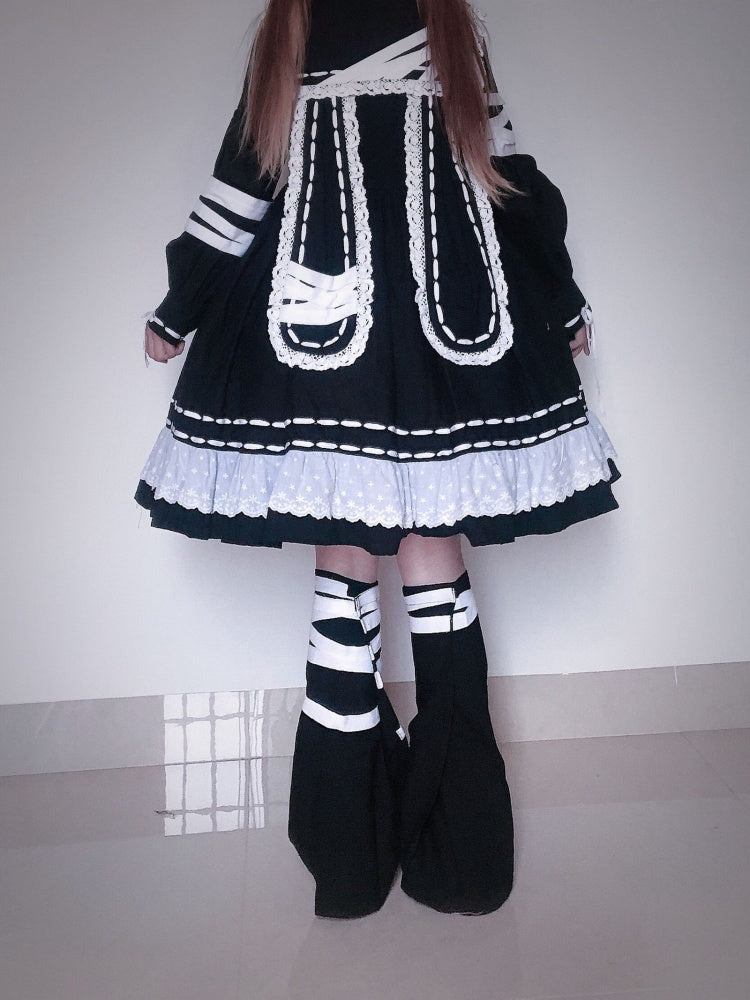 Bandage Doll Bunny Ears Sailor Collar Gothic One Piece Halloween Dress