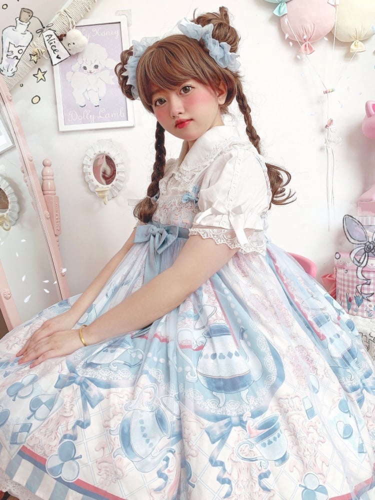 Alice Tea Party Empire Waist Blue Jumper Skirt Sweet Alice Dress