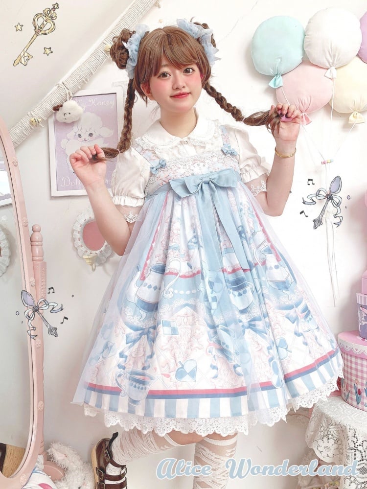 Alice Tea Party Empire Waist Blue Jumper Skirt Sweet Alice Dress