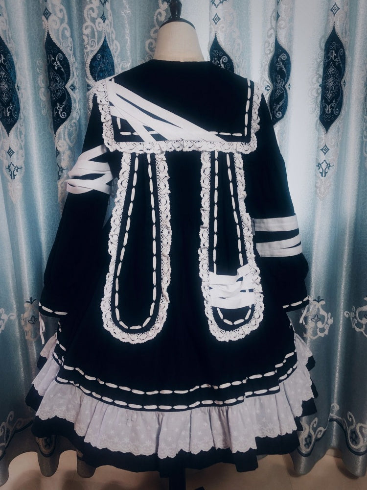 Bandage Doll Bunny Ears Sailor Collar Gothic One Piece Halloween Dress