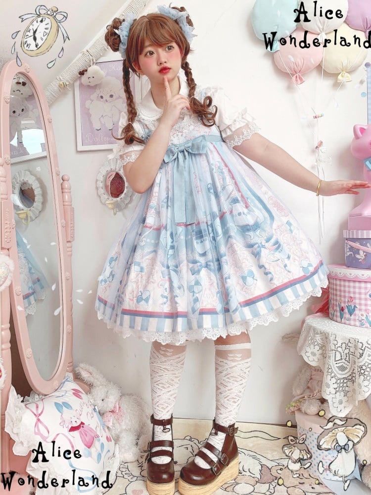 Alice Tea Party Empire Waist Blue Jumper Skirt Sweet Alice Dress