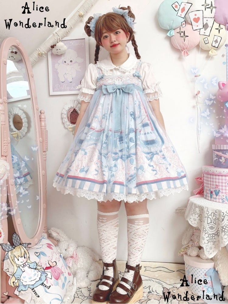 Alice Tea Party Empire Waist Blue Jumper Skirt Sweet Alice Dress