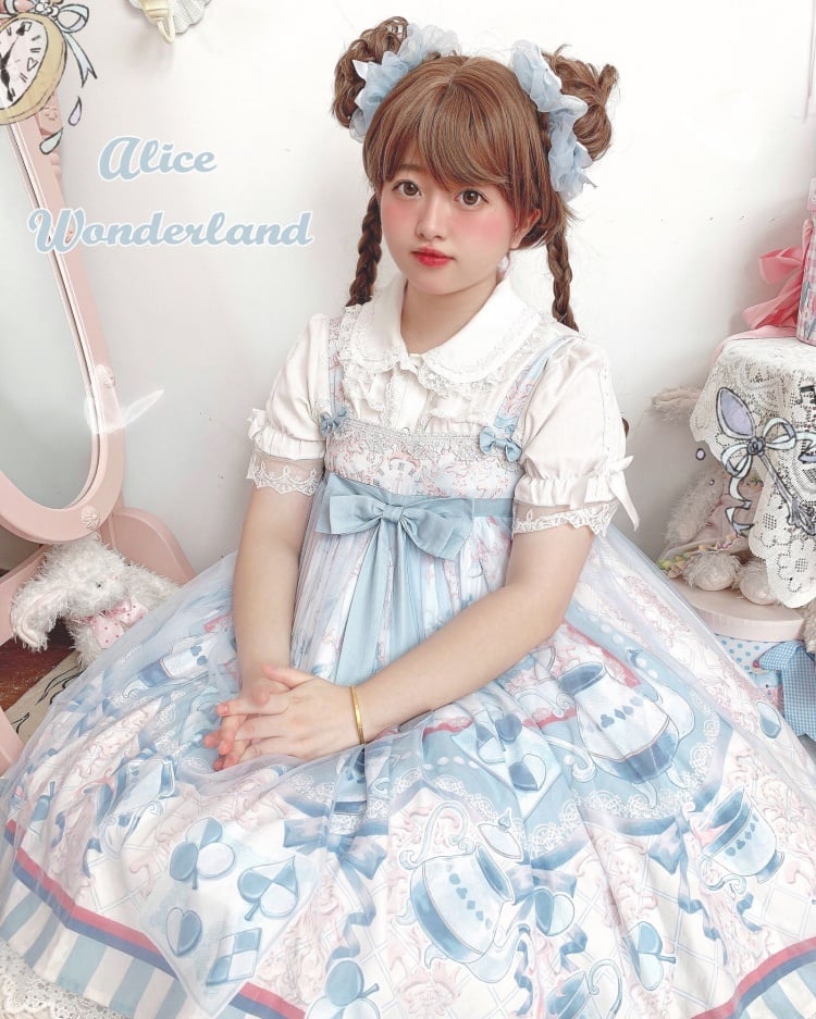 Alice Tea Party Empire Waist Blue Jumper Skirt Sweet Alice Dress