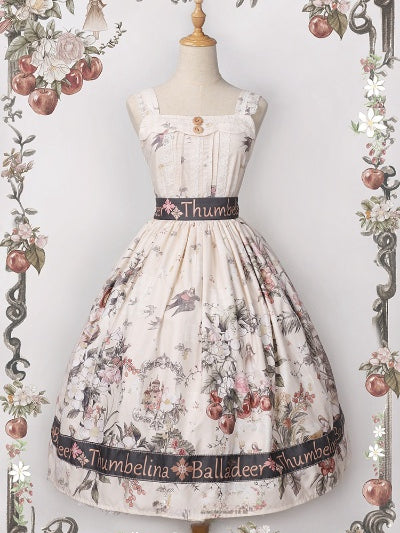 Thumbelina Floral Print Petal Neckline Long Version Jumper Skirt
