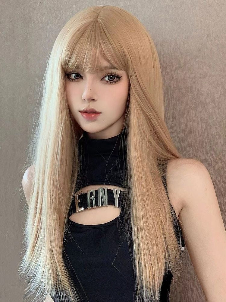 Straight Golden Synthetic Wig