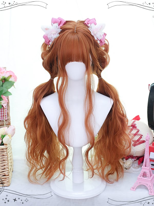 Dusty Orange Wavy Waist Length Synthetic Wig