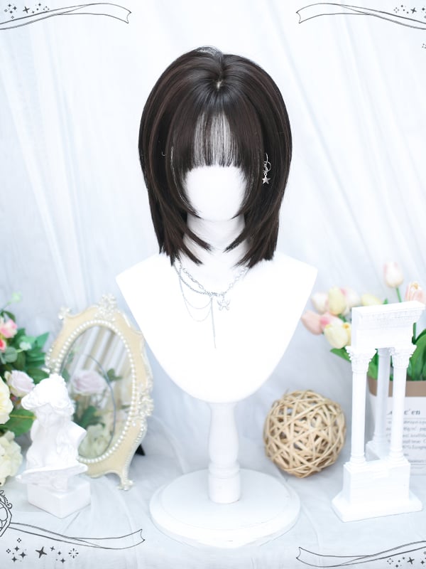 Dark Brown Shoulder Length Straight Synthetic Wig