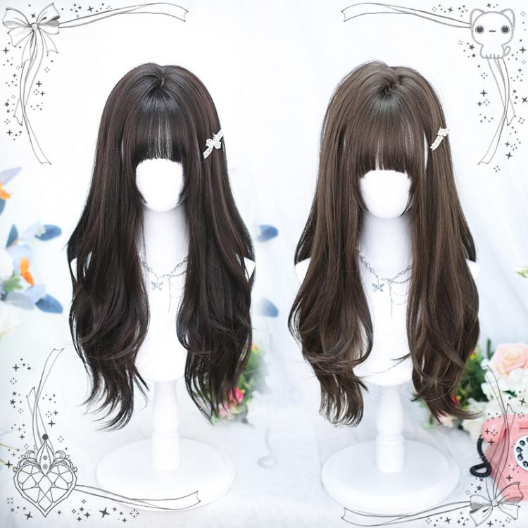 Brown / Dark Brown Long Wavy Synthetic Wig