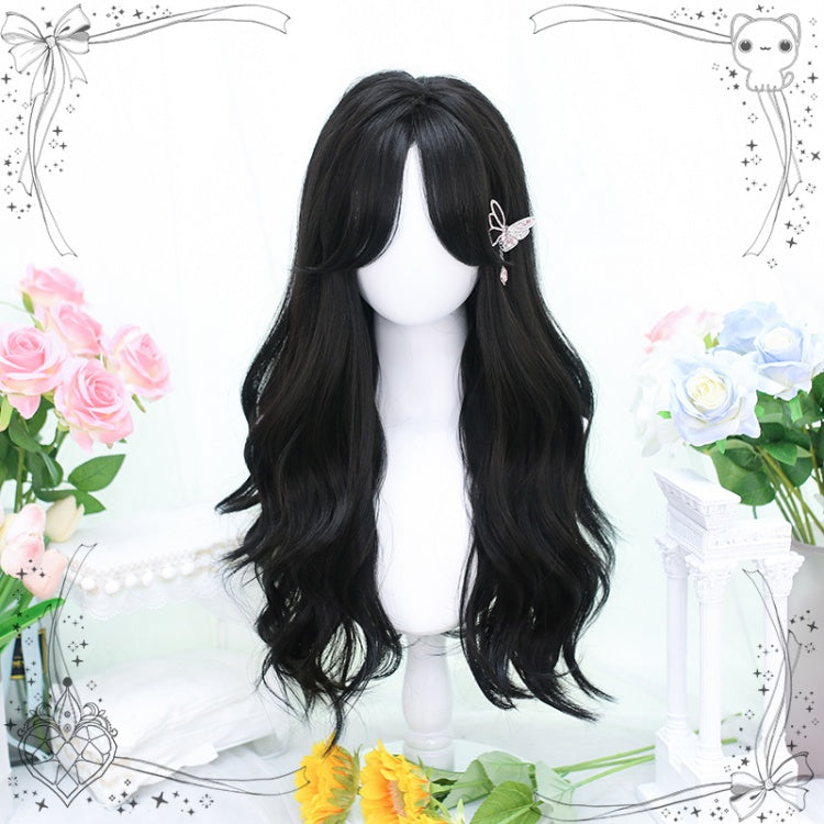 Black Long Wavy Full Fringe Synthetic Wig