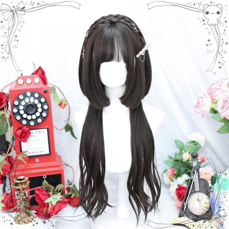 Brown Black Long Wavy Synthetic Wig