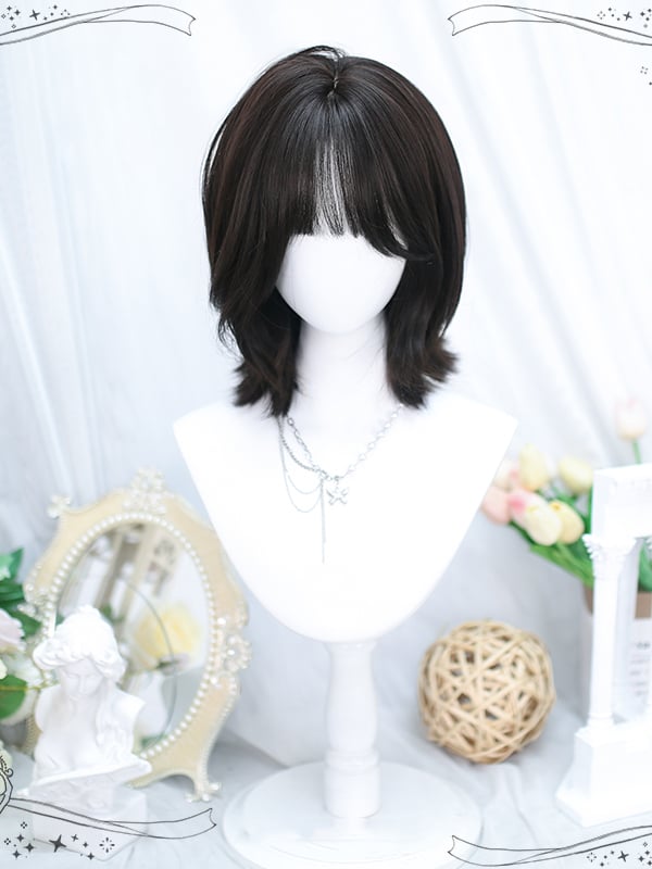 Black-brown/Brown Ouji Style Shoulder Length Synthetic Wig