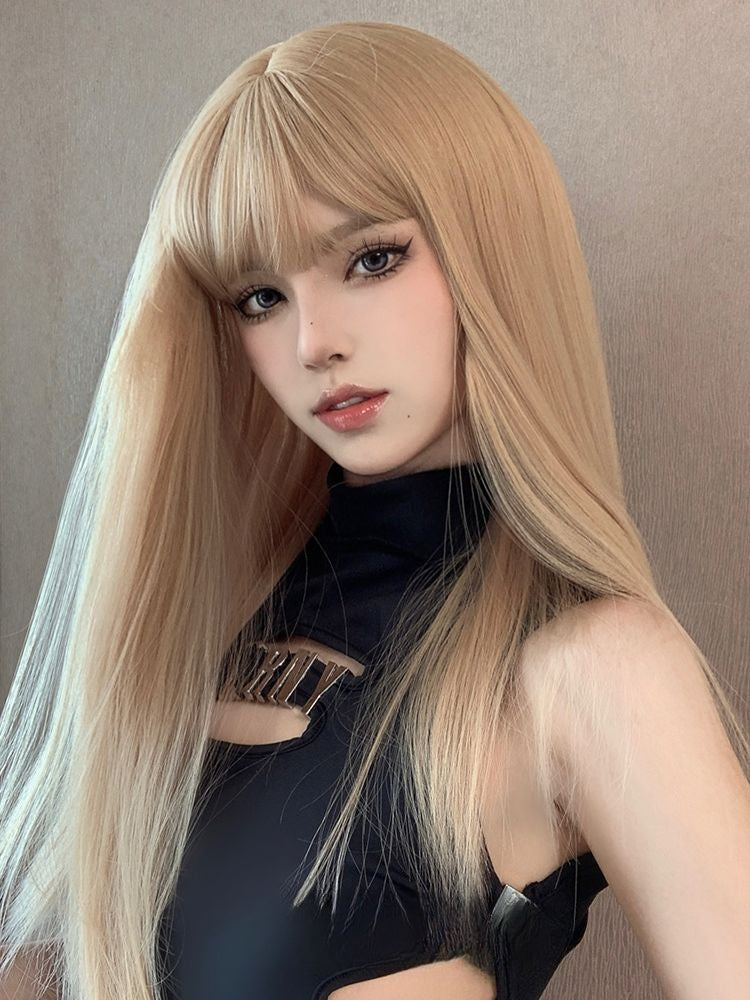 Straight Golden Synthetic Wig