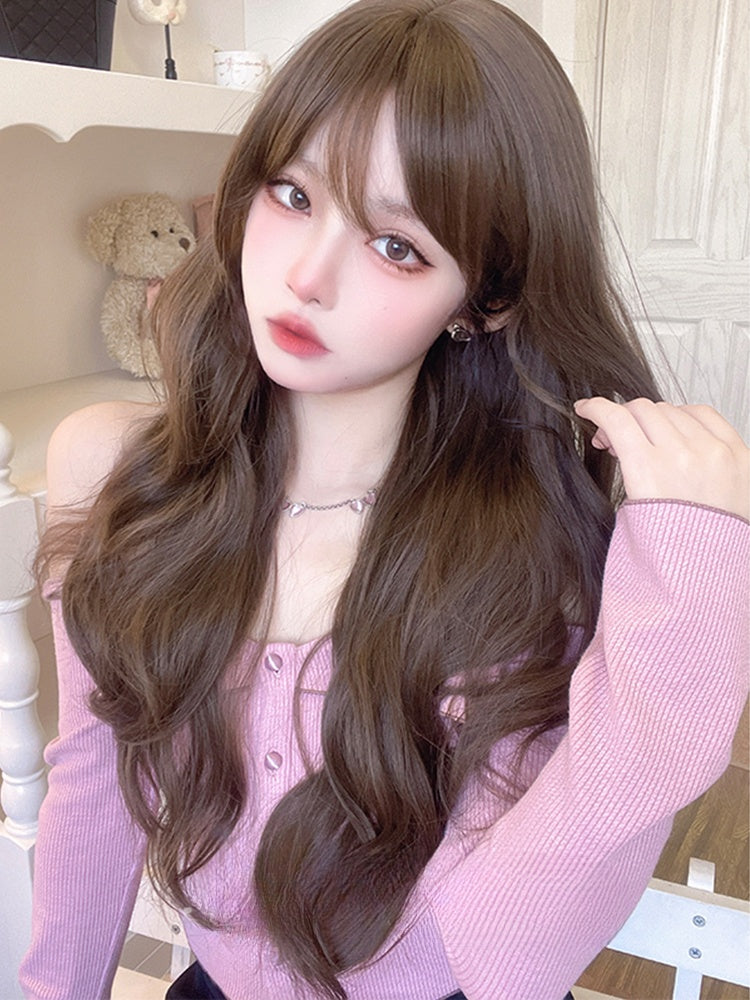 Wavy Waist Length Brown Lolita Synthetic Wig