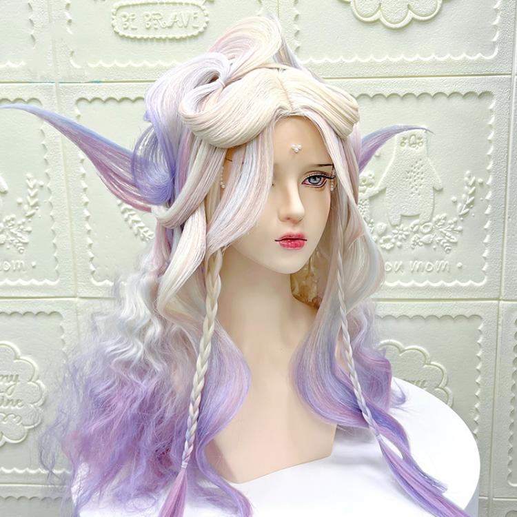 Coral Sea Ombre Hair Color Lolita Hand-braided Synthetic Wig