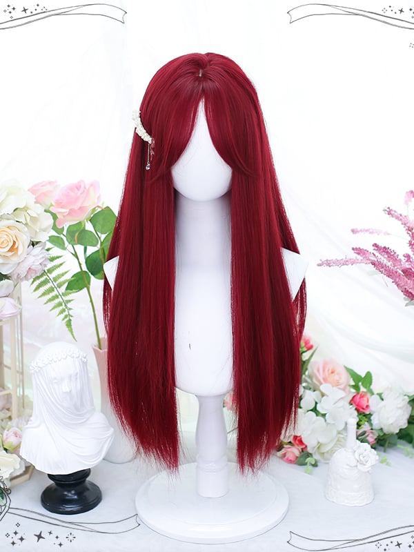 Carmine Long Straight Synthetic Wig Splayed Bangs