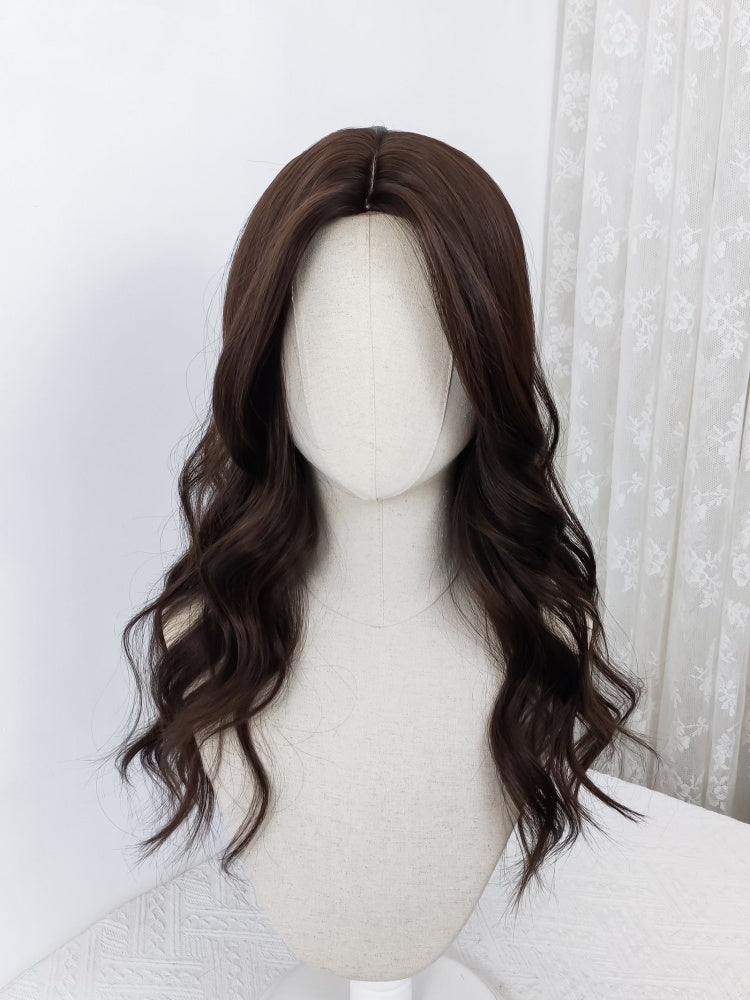 Boiled Water Sweetheart Dark Brown Wavy Long Lolita Synthetic Wig