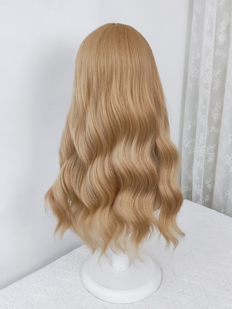 Creamy Sweetheart Flax Gold Long Wavy Lolita Synthetic Wig