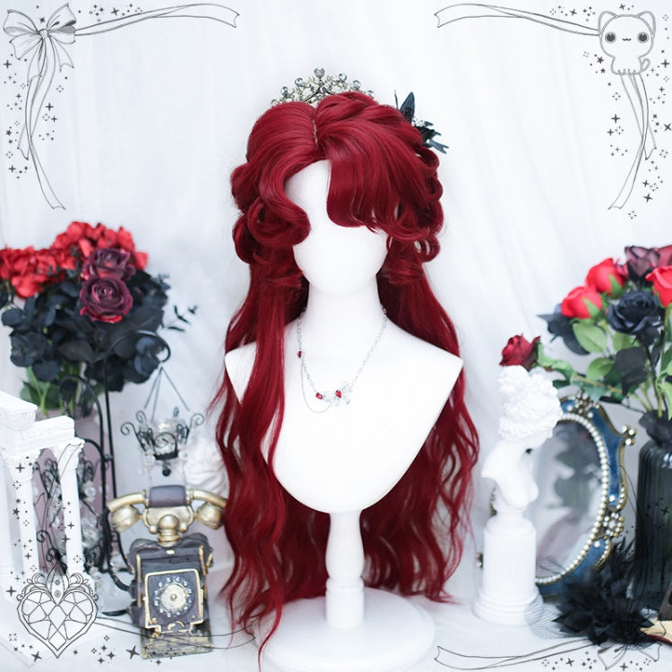 Carmine Red Handmade Braided Long Wavy Synthetic Wig