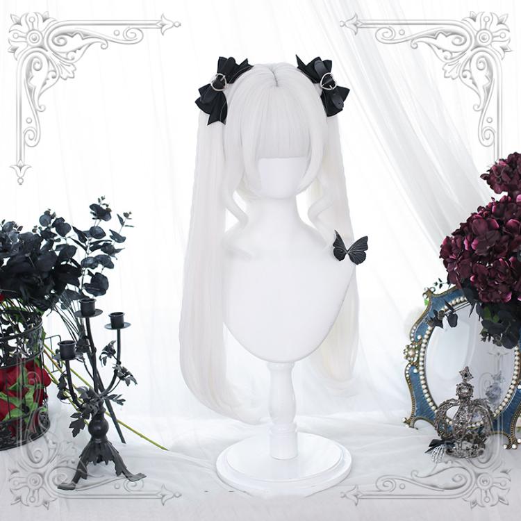 Reversal Moonlight White Short Wig with Double Ponytails