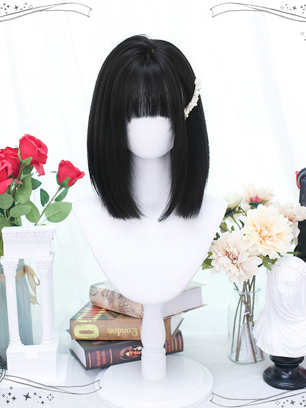 Black Straight Shoulder Length Synthetic Wig