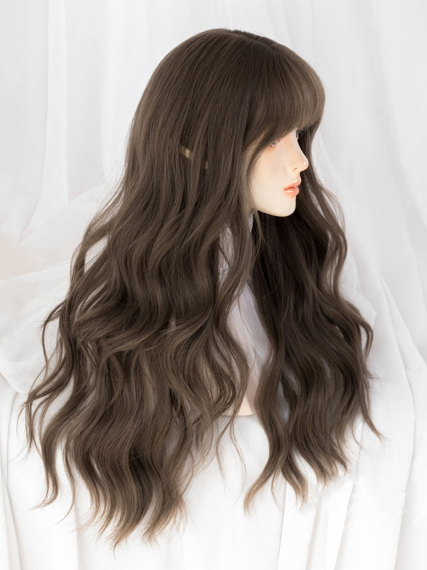 Brown / Dark Brown Wavy Under Bust Length Synthetic Wig