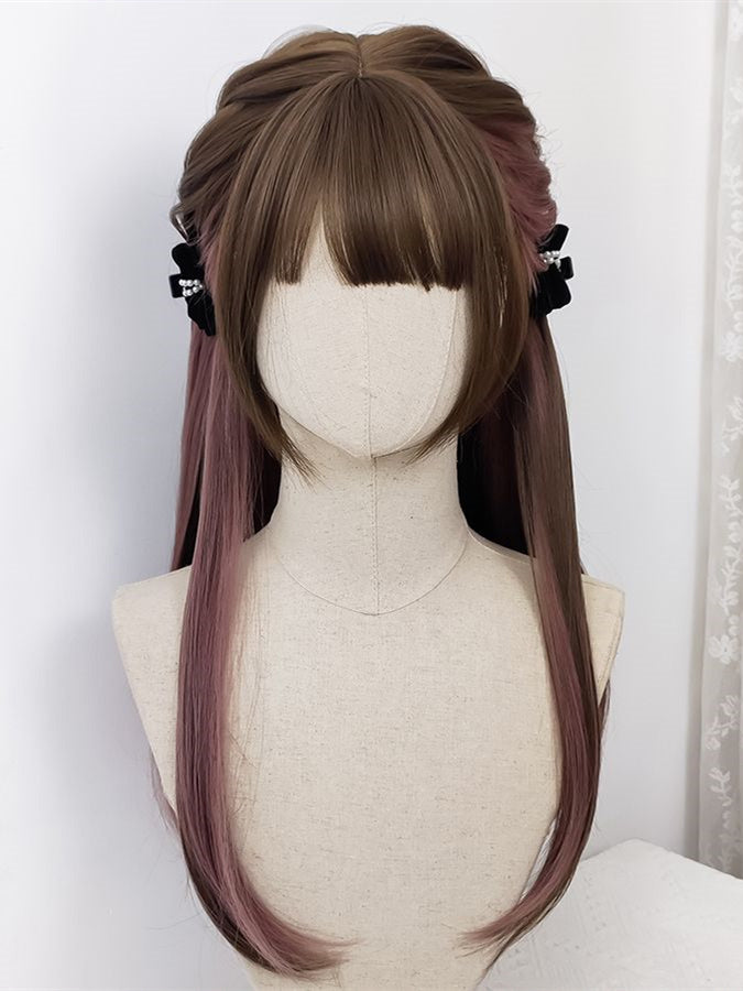 Straight Highlight Hair Color Lolita Long Synthetic Wig