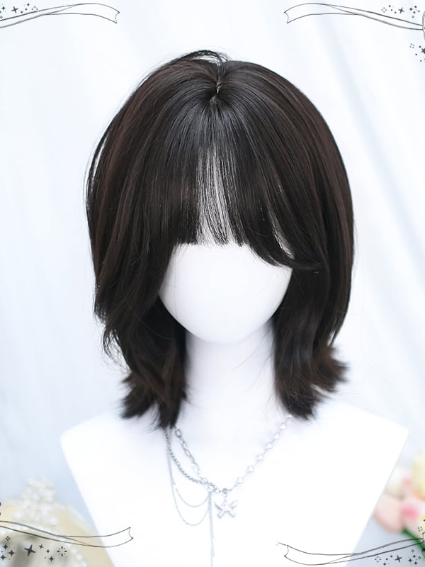 Black-brown/Brown Ouji Style Shoulder Length Synthetic Wig