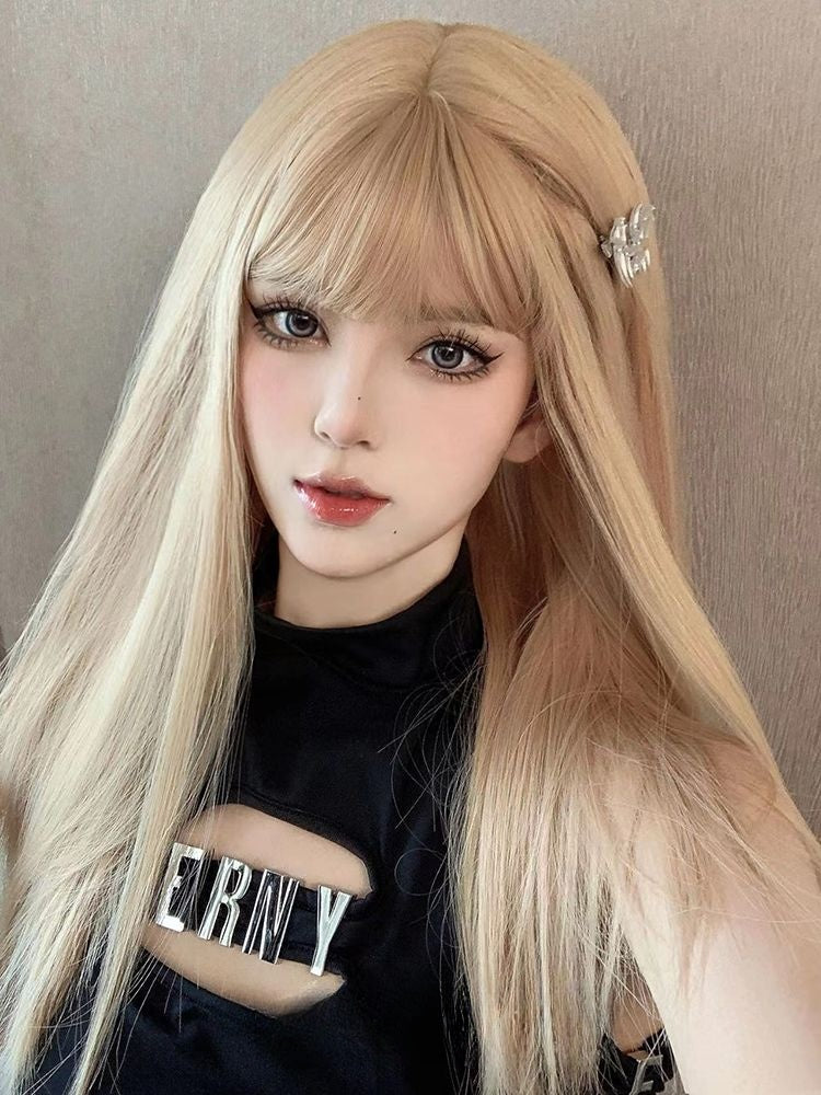 Straight Golden Synthetic Wig