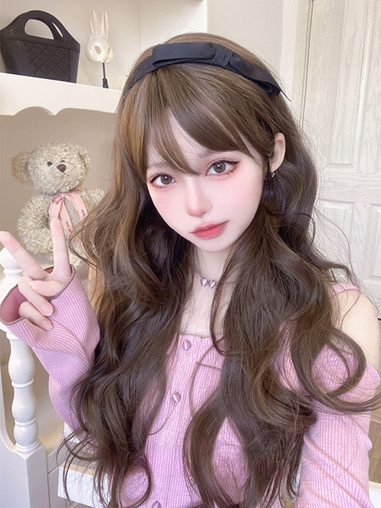 Wavy Waist Length Brown Lolita Synthetic Wig