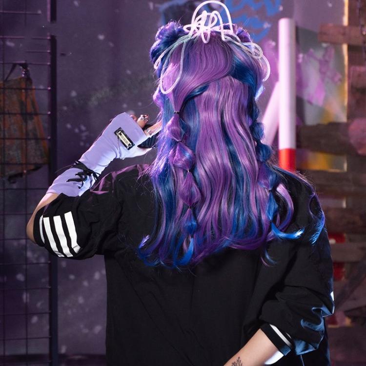 Cyber Era Blue-Purple Wavy Long Lolita Synthetic Wig