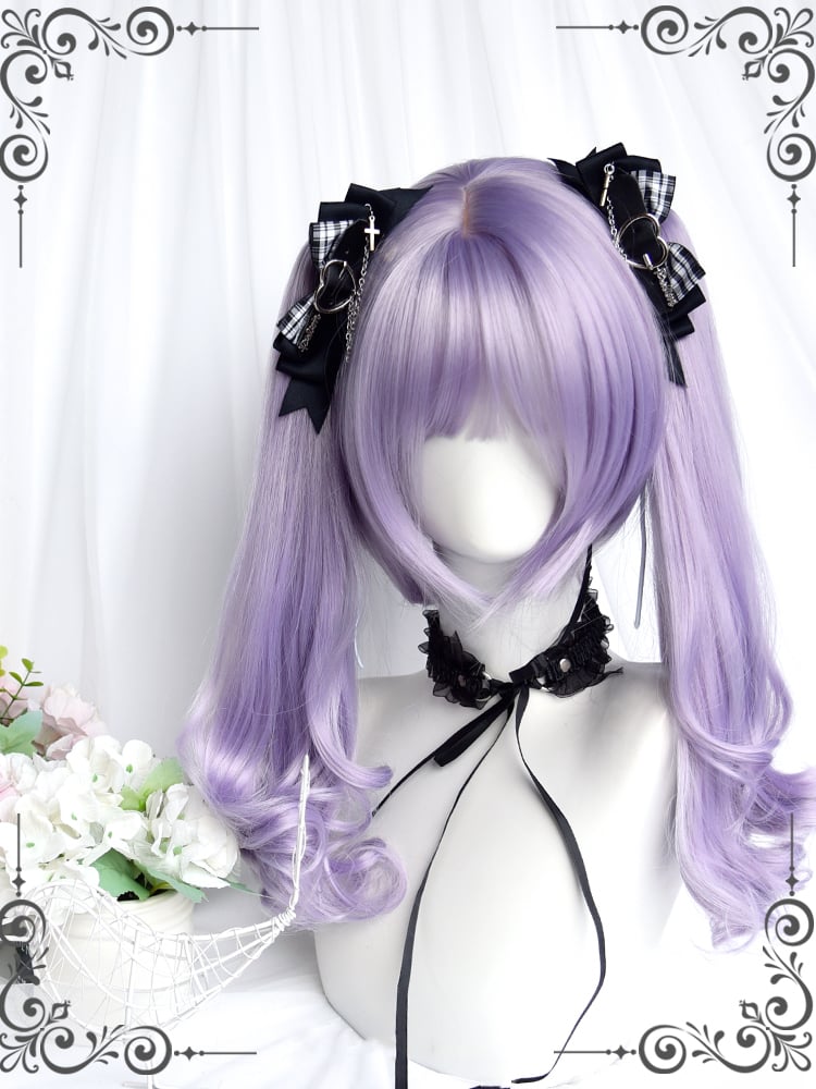 Clearance-Light Purple Short Wig with Double Ponytails Synthetic Wig