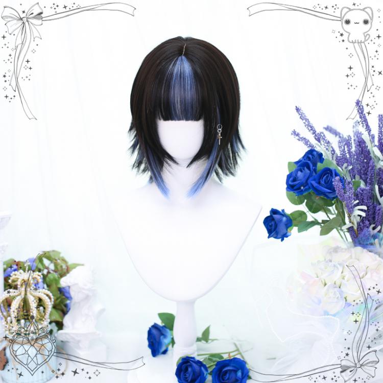 Black and Blue Ombre Ouji Short Wig