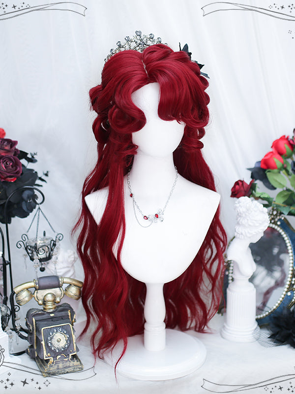 Carmine Red Handmade Braided Long Wavy Synthetic Wig