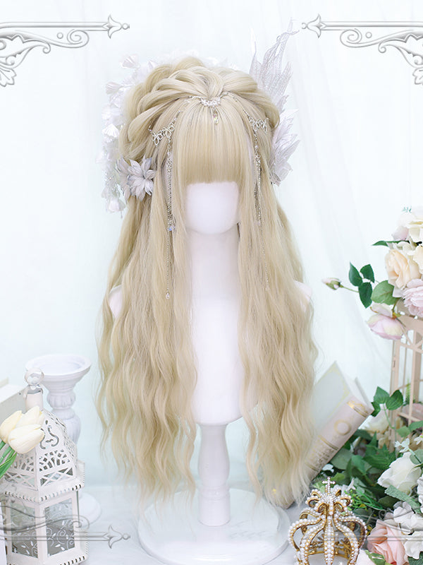 Waist Length Mashed Taro Tea Wavy Synthetic Wig