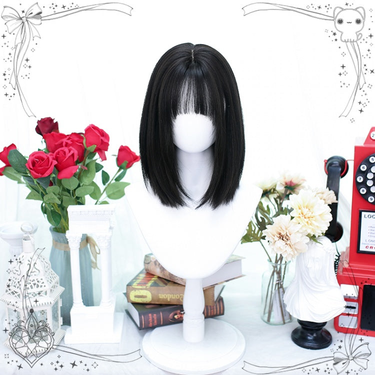 Black Straight Shoulder Length Synthetic Wig